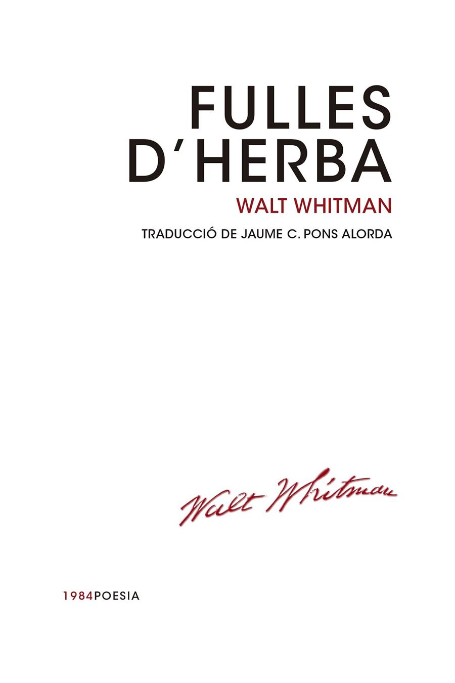 Fulles d'herba | 9788415835301 | Whitman, Walt | Llibres.cat | Llibreria online en català | La Impossible Llibreters Barcelona