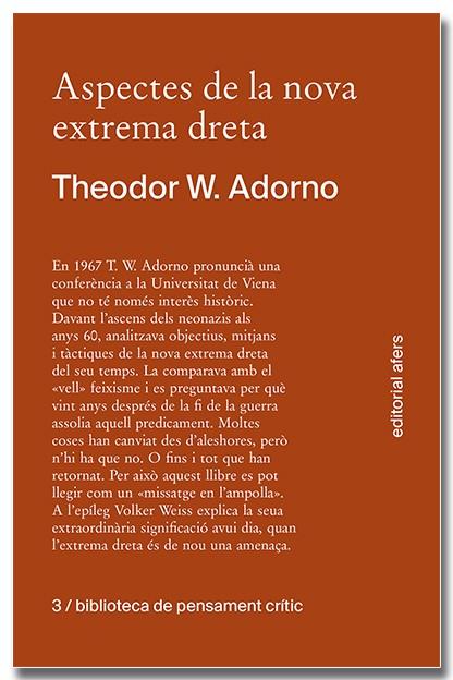 Aspectes de la nova extrema dreta | 9788418618413 | Adorno, Theodor W. | Llibres.cat | Llibreria online en català | La Impossible Llibreters Barcelona
