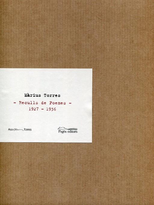 Reculls de poemes 1927-1936 | 9788499750354 | Torres, Marius | Llibres.cat | Llibreria online en català | La Impossible Llibreters Barcelona