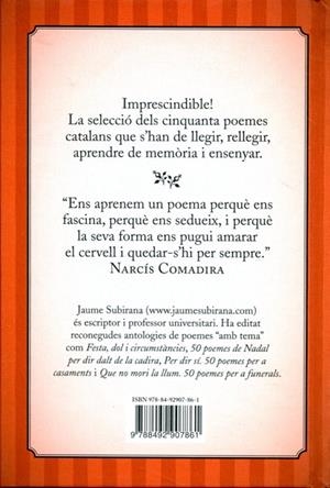 50 poemes per saber de memòria | 9788492907861 | Subirana i Ortín, Jaume | Llibres.cat | Llibreria online en català | La Impossible Llibreters Barcelona