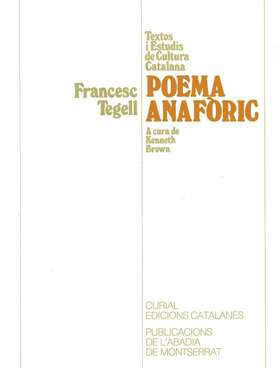 Poema anafòric. | 9788478260843 | Tegell, Francesc | Llibres.cat | Llibreria online en català | La Impossible Llibreters Barcelona