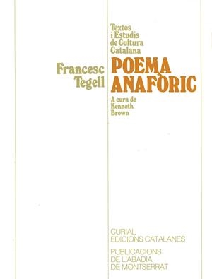 Poema anafòric. | 9788478260843 | Tegell, Francesc | Llibres.cat | Llibreria online en català | La Impossible Llibreters Barcelona