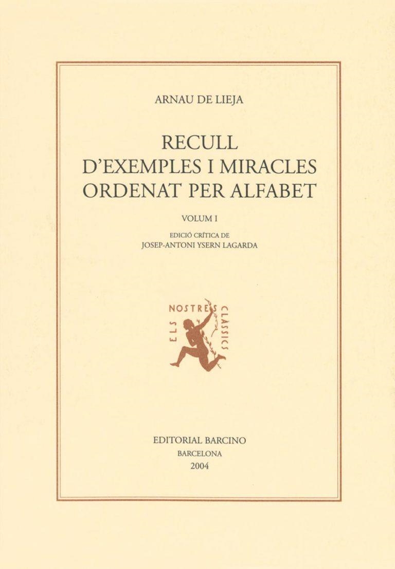 Recull d'exemples i miracles ordenat per alfabet | 9788472267084 | De Lieja, Arnau | Llibres.cat | Llibreria online en català | La Impossible Llibreters Barcelona