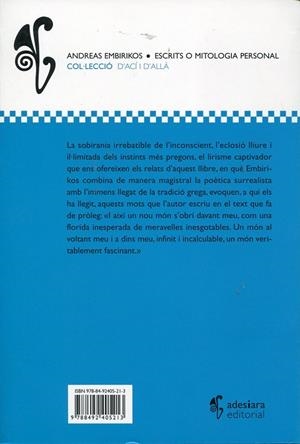 Escrits o Mitologia personal | 9788492405213 | Embirikos, Andreas | Llibres.cat | Llibreria online en català | La Impossible Llibreters Barcelona