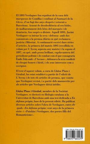 En defensa pròpia - Jacint Verdaguer | 9788497664479 | Lluïsa Plans Girabal | Llibres.cat | Llibreria online en català | La Impossible Llibreters Barcelona