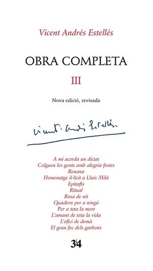 OBRA COMPLETA III VICENT ANDRÉS ESTELLÉS | 9788416789016 | Estellés, Vicent Andrés | Llibres.cat | Llibreria online en català | La Impossible Llibreters Barcelona