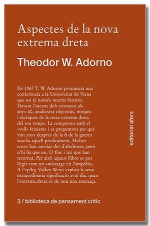 Aspectes de la nova extrema dreta | 9788418618413 | Adorno, Theodor W. | Llibres.cat | Llibreria online en català | La Impossible Llibreters Barcelona